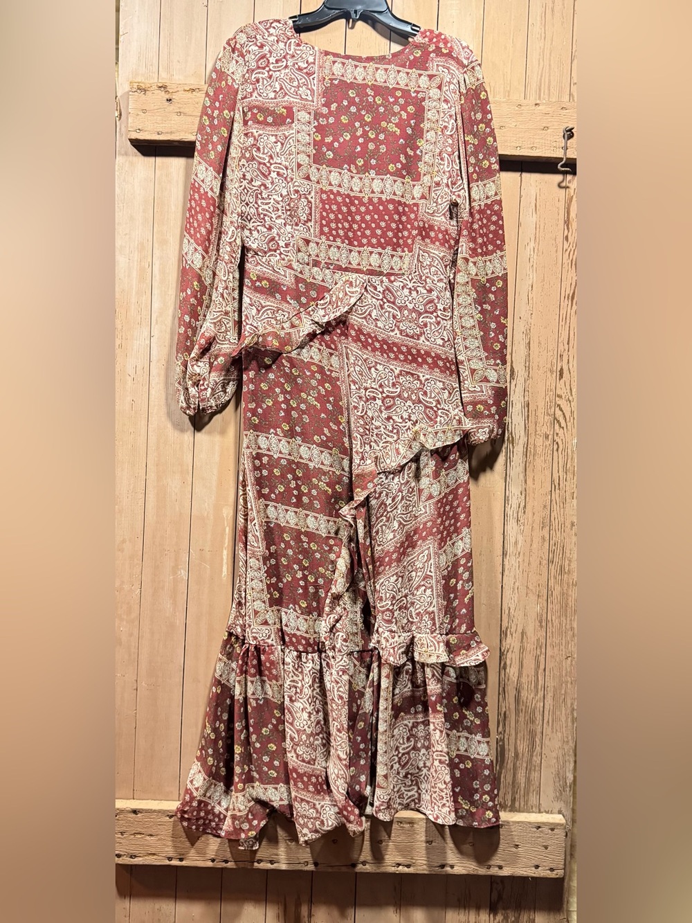 NWT three bird nest Love Riche Rust and Cream Boho Maxi Dress - Picture 6 of 6